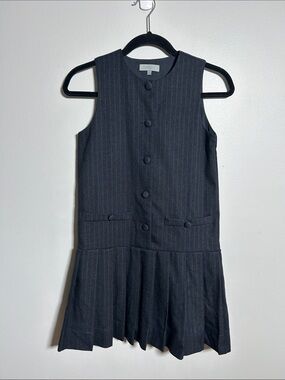 Girls BACE Sleeveless Gray Pinstriped Pleated Dress Size 9